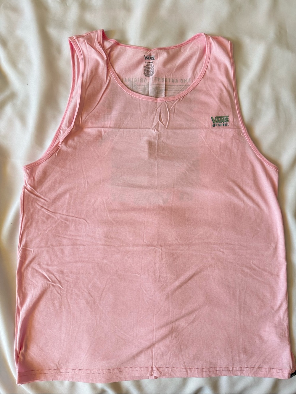 VANS Men's 2XL Pink Graphic Print Sleeveless Crew Neck Logo Cotton Knit Tee